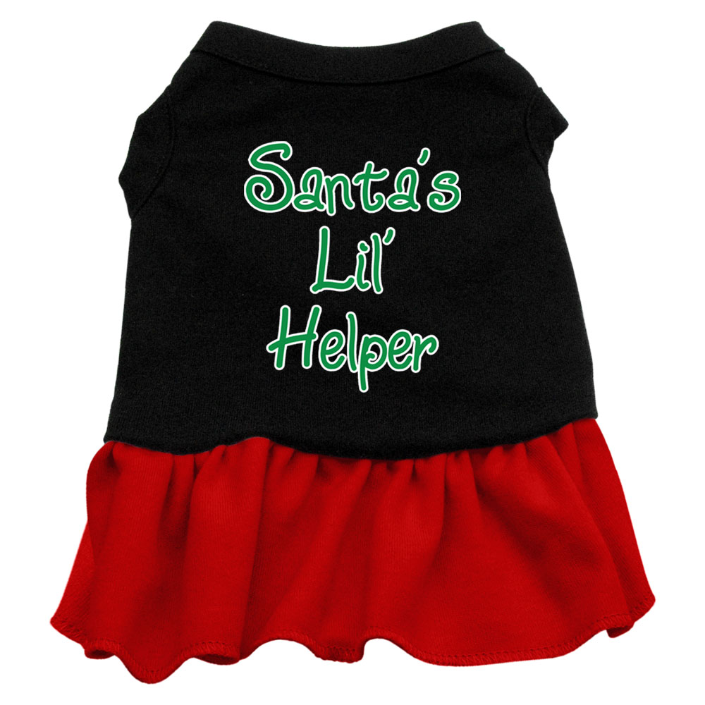 Santa's Lil Helper Screen Print Dress Black with Red XS
